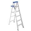 Werner 365 Step Ladder, 5 ft H, Type I Duty Rating, Aluminum, 250 lb, 4-Step, 9 ft Max Reach