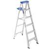 Werner 366 Step Ladder, 6 ft H, Type I Duty Rating, Aluminum, 250 lb, 5-Step, 10 ft Max Reach