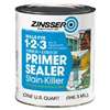 Zinsser 02004 Primer, 450 sq-ft/gal Coverage Area, White, 1 qt