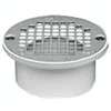Oatey 43579 Floor Drain, 3 x 2 in, White, 4.3 in OD, Solvent Weld, PVC Body
