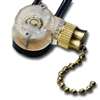 Gardner Bender GSW-32 Pull Chain Switch, 1-Pole, 125/250 VAC, 3 A, Brass