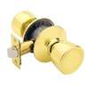 Schlage F10 BEL 605 Passage Knob, Metal, Bright Brass, 2-3/8, 2-3/4 in Backset, 1-3/8 to 1-3/4 in Thick Door