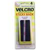 VELCRO Brand 90075 Hook and Loop Fastener, 3/4 in W, 3-1/2 in L, Nylon, Black, Rubber Adhesive