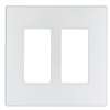 Eaton PJ262W Decorative Wallplate, 4-1/2 in L, 4.56 in W, 2-Gang, Polycarbonate, White, High-Gloss