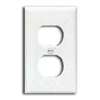Eaton 5132W Duplex Receptacle Wallplate, 4-1/2 in L, 2-3/4 in W, Standard, 1-Gang, Nylon, White, High-Gloss, Flush