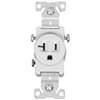 Eaton Wiring Devices 1877W-BOX Single Receptacle, Flush Mounting, 2-Pole, 125 V, 20 A, Side Wiring, NEMA: NEMA 5-20R