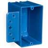Carlon B118B-UPC Outlet Box with Bracket, 1-Gang, 4-Knockout, PVC, Blue, Bracket, Stud