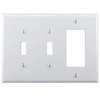 Eaton Wiring Devices PJ226W Combination Wallplate, 4-7/8 in L, 6-3/4 in W, Mid, 3-Gang, Polycarbonate, White, Screw