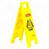 Rubbermaid FG611200 YEL Floor Sign, 11 in W, 25 in H, Yellow Background, Caution, English, French, Spanish