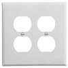 Eaton Wiring Devices PJ82W Series Duplex and Single Receptacle Wallplate, Mid-Size, 4-7/8 in L, 4-15/16 in W, 2-Gang