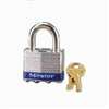 Master Lock 7KA P491 Padlock, 1-1/8 in W Body, Key No: P491, Keyed Alike Key, Open Shackle, 3/16 in Dia Shackle