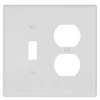 Eaton Wiring Devices PJ18W Combination Wallplate, 4-7/8 in L, 4-15/16 in W, Mid, 2-Gang, Polycarbonate, White, Screw