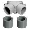 Carlon E990DER-CAR Access Pull Elbow, 1/2 to 3/4 in Hub, 2.19 in OAL, PVC, Gray