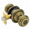 Schlage F Series F10VGEO609 Passage Knob, Knob Handle, Metal, Antique Brass, 2-3/8 to 2-3/4 in Backset, Reversible Hand