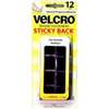 VELCRO Brand 90072 Hook and Loop Fastener, 7/8 in W, 7/8 in L, Nylon, Black, Rubber Adhesive