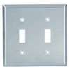Eaton 93072-BOX Wallplate, 4-1/2 in L, 4.56 in W, 2-Gang, Stainless Steel, Satin