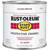 Stops Rust 7792730 Enamel Paint, Oil Base, Gloss Sheen, White, 0.5 pt, Can, 50 to 90 sq-ft/qt Coverage Area