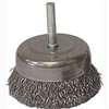 Weiler 36030 Wire Cup Brush, 3 in Dia, 1/4 in Arbor/Shank, 0.014 in Dia Bristle, Carbon Steel Bristle