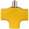 PowerZone ORAD0200 Outlet Tap, 125 V, 3-Outlet, Yellow