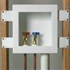 Oatey 38528 Washing Machine Outlet Box, 1/2 in Connection, Brass/Polystyrene, White