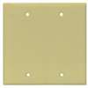 Eaton PJ23V Blank Wallplate, 4.95 in L, 4.88 in W, 2-Gang, Polycarbonate, Ivory, High-Gloss, Screw