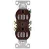 Eaton Wiring Devices 270B Duplex Receptacle, PVC, Brown, 2-Pole, 15 A, 125 V, Push-in, Side Wiring, NEMA: 5-15R