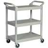 Rubbermaid FG342488PLAT Service Cart, 18.6 in OAW, 37.8 in OAH, 33.6 in OAL, Plastic Shelf, Platinum Shelf