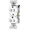 Eaton Cooper Wiring CR15W Duplex Receptacle, 2 -Pole, 15 A, 125 V, Side Wiring, NEMA: 5-15R, White