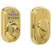 Schlage BE365 PLY 505 Electronic Deadbolt, Bright Brass, Residential, 1 Grade, Metal, Thumbturn Interior Handle, Yes