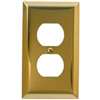 Amerelle 163DBR Duplex Receptacle Wallplate, 4-5/16 in L, 2-7/8 in W, 1-Gang, Steel, Polished Brass