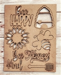 Embellishments chipboard punchout BEE HAPPY