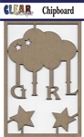 Girl Cloud Chipboard Embellishments