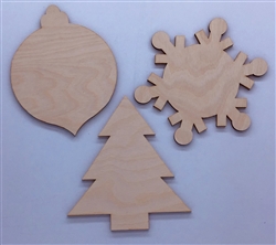 Wood Holiday Collection shapes 3 pack