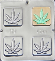 1343 Marijuana Leaf Pot Square Bar Chocolate Candy Mold