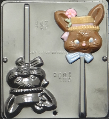 1804 Girl Bunny Lollipop Chocolate Candy Mold