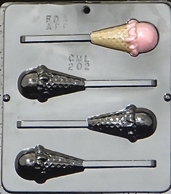 202 Ice-Cream Cone Lollipop Chocolate Candy Mold