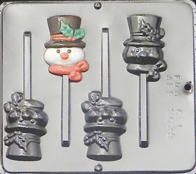 2039 Snowman with Top Hat Lollipop Chocolate Candy Mold