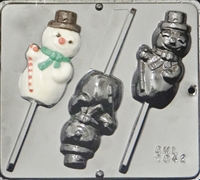 2042 Snowman Lollipop Chocolate Candy Mold