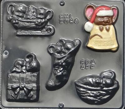 2080 Christmas Mouse Assortment Chocolate Candy Mold