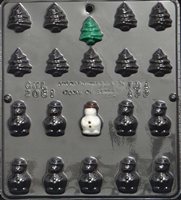 2081 Christmas Tree & Snowman Assortment Chocolate Candy Mold