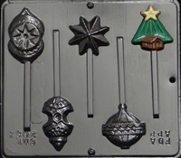 2084 Christmas Tree Assorted Ornaments Lollipop Chocolate Candy Mold