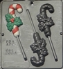 2093 Candy Cane with Holly Lollipop Chocolate Candy Mold