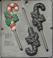 2093 Candy Cane with Holly Lollipop Chocolate Candy Mold