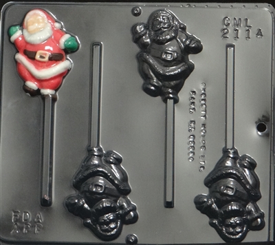 2114 Full Santa Lollipop Chocolate Candy Mold