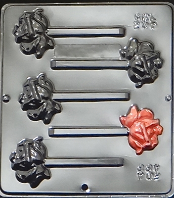 247 Bloomed Rose Lollipop Chocolate Candy Mold