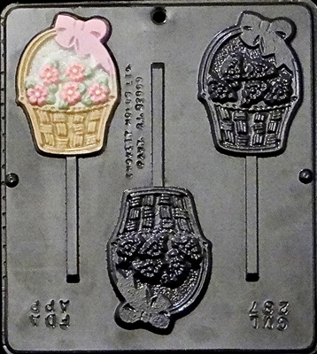 287 Flower Basket Lollipop Chocolate Candy Mold