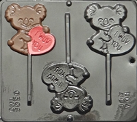 3020 I Wuv You on Cuddly Bear Pop Lollipop Chocolate Candy Mold
