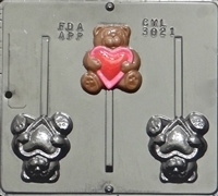 3021 Bear with Heart Pop Lollipop
Chocolate Candy Mold