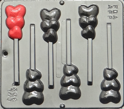 3029 Triple Heart Lollipop Chocolate
Candy Mold