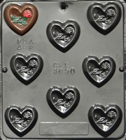 3050 Heart with Rose Piece Chocolate Candy Mold